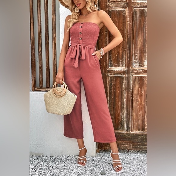 Summer Sunset Smocked Jumpsuit - Picture 3 of 5